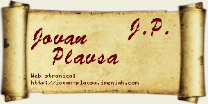 Jovan Plavša vizit kartica